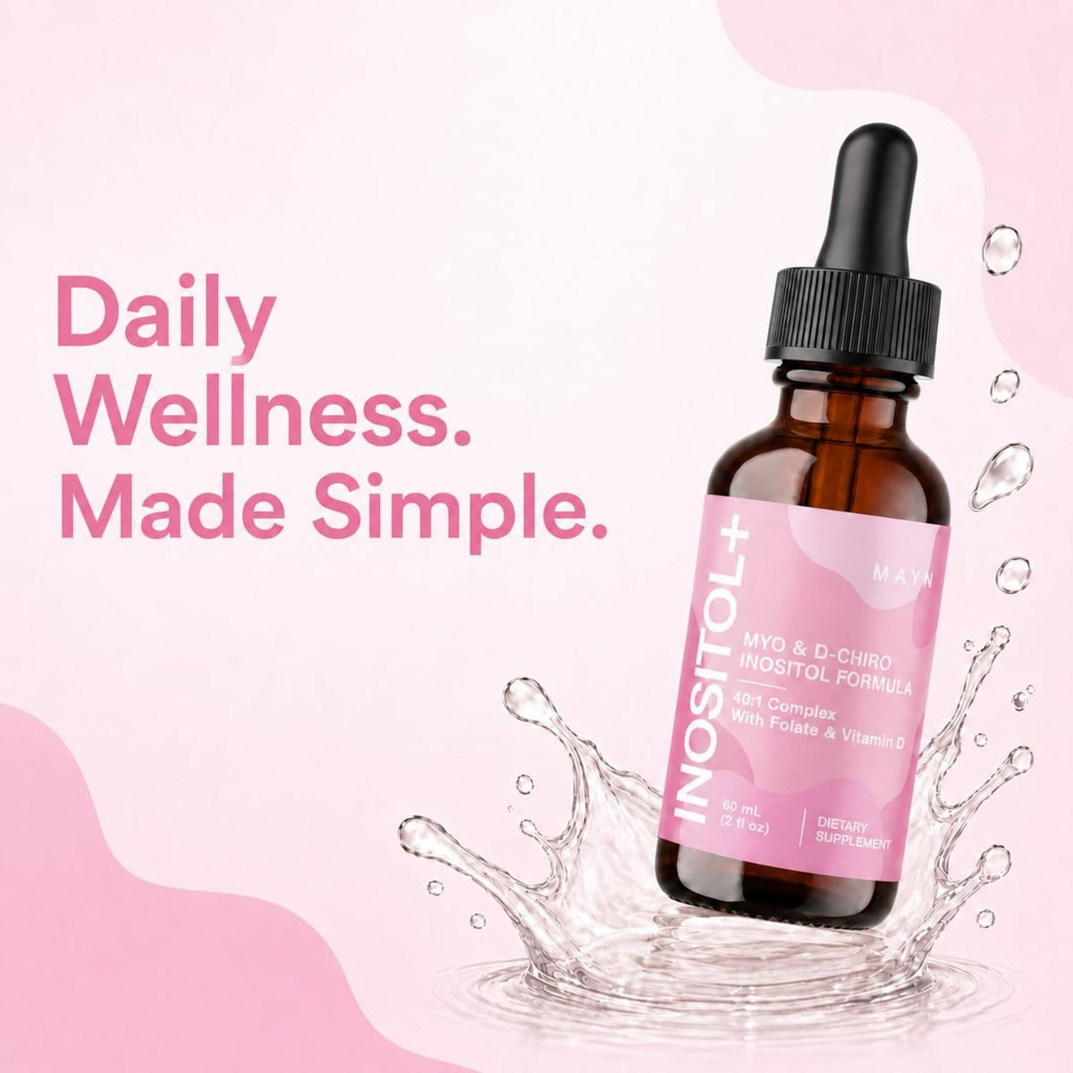 MAYN Myo-Inositol + D-Chiro Inositol 40:1 Liquid Drops – 60mL – image 3