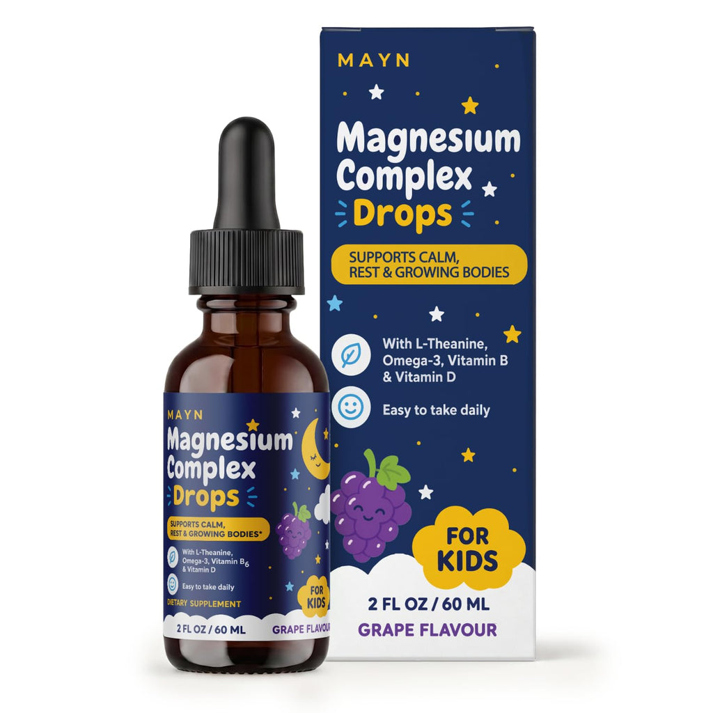 MAYN Kids Magnesium Glycinate Liquid Drops with L-Theanine – 60mL