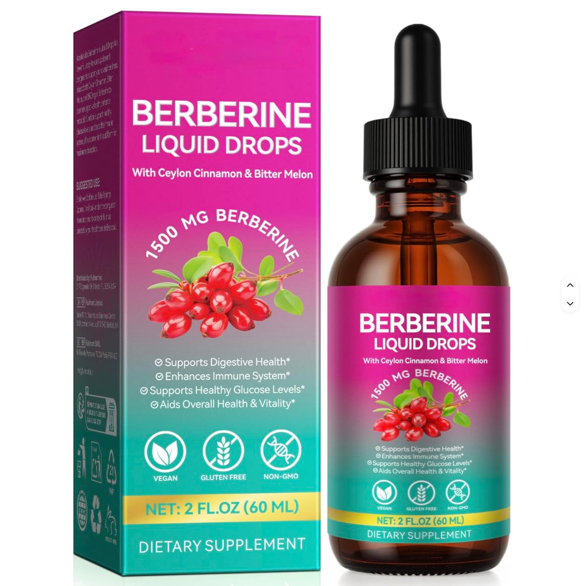MAYN Berberine Liquid Drops 1500mg – 60mL