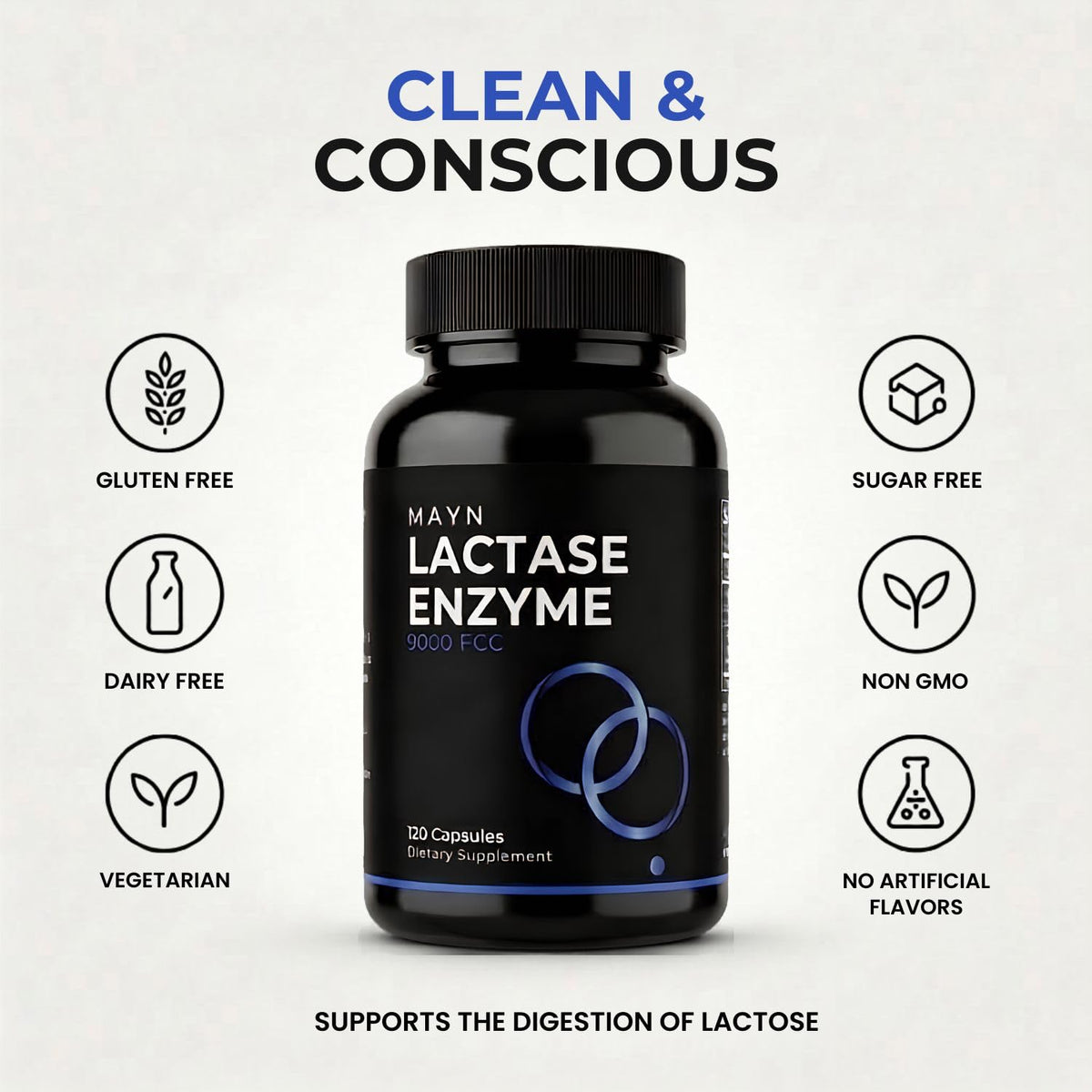 MAYN Lactase Enzyme 9000 FCC – 120 Capsules – image 6