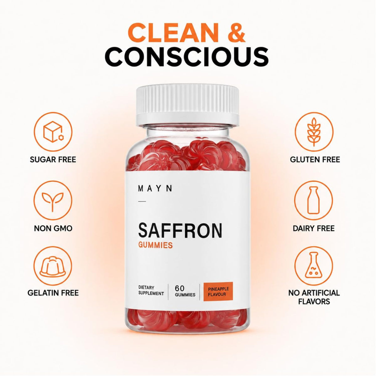 MAYN Saffron Gummies with L-Theanine, GABA, Ashwagandha & Turmeric – 60 Gummies – image 6