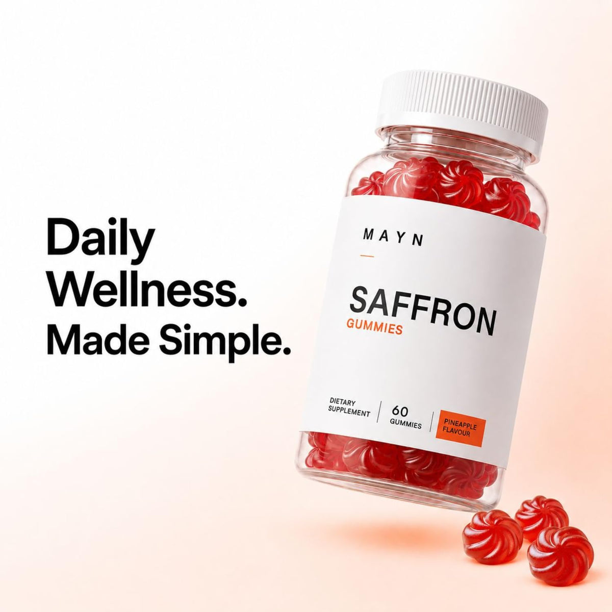 MAYN Saffron Gummies with L-Theanine, GABA, Ashwagandha & Turmeric – 60 Gummies – image 3
