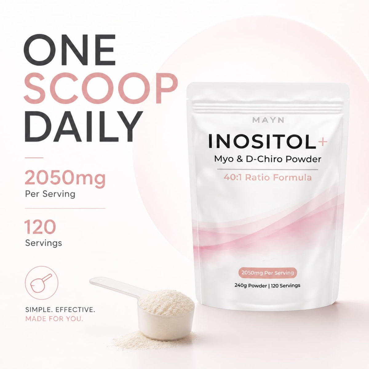 MAYN Myo & D-Chiro Inositol 40:1 Powder – 240g – image 6