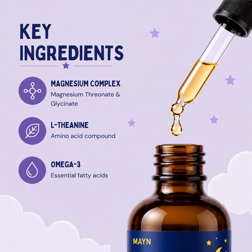 MAYN Kids Magnesium Glycinate Liquid Drops with L-Theanine – 60mL – image 7