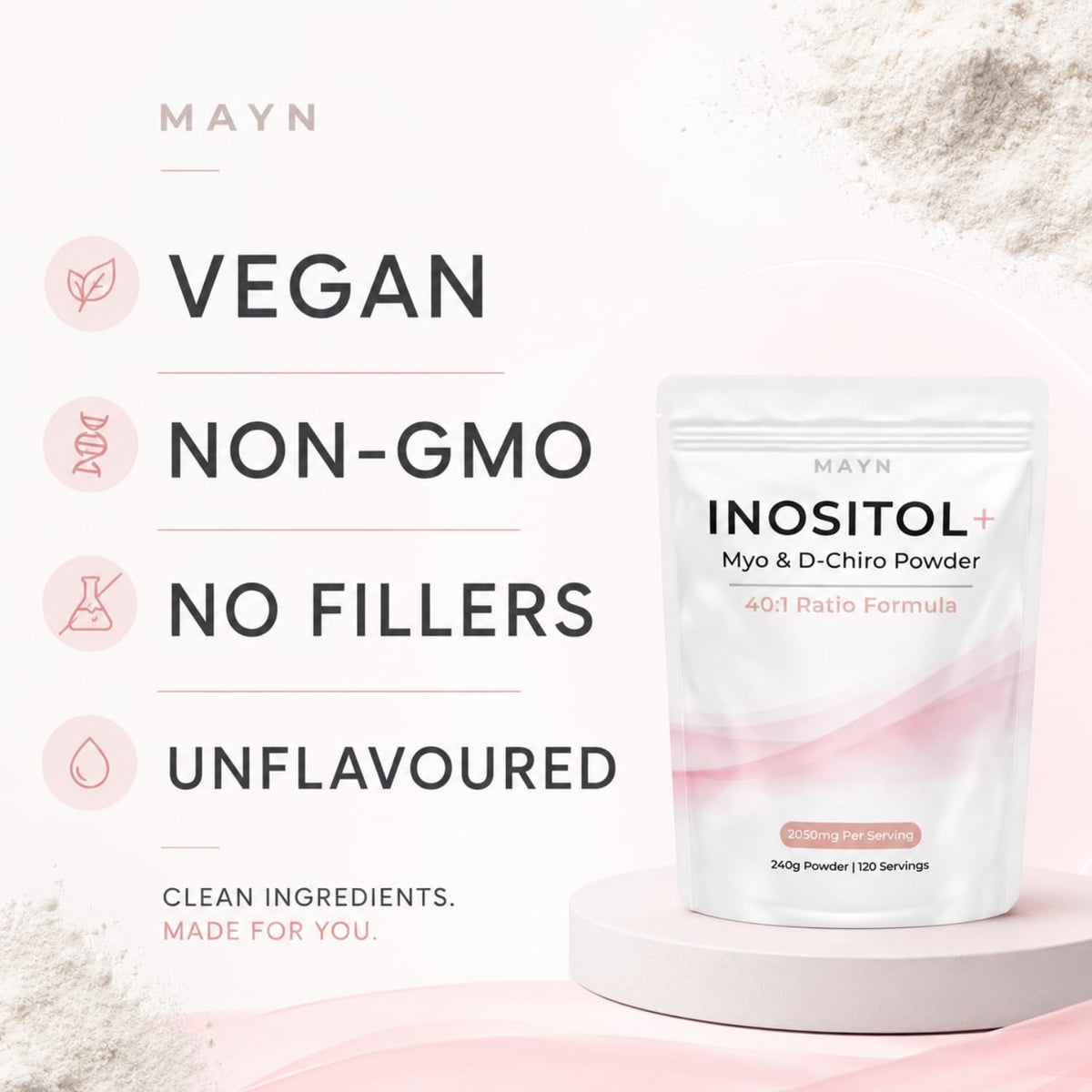 MAYN Myo & D-Chiro Inositol 40:1 Powder – 240g – image 7