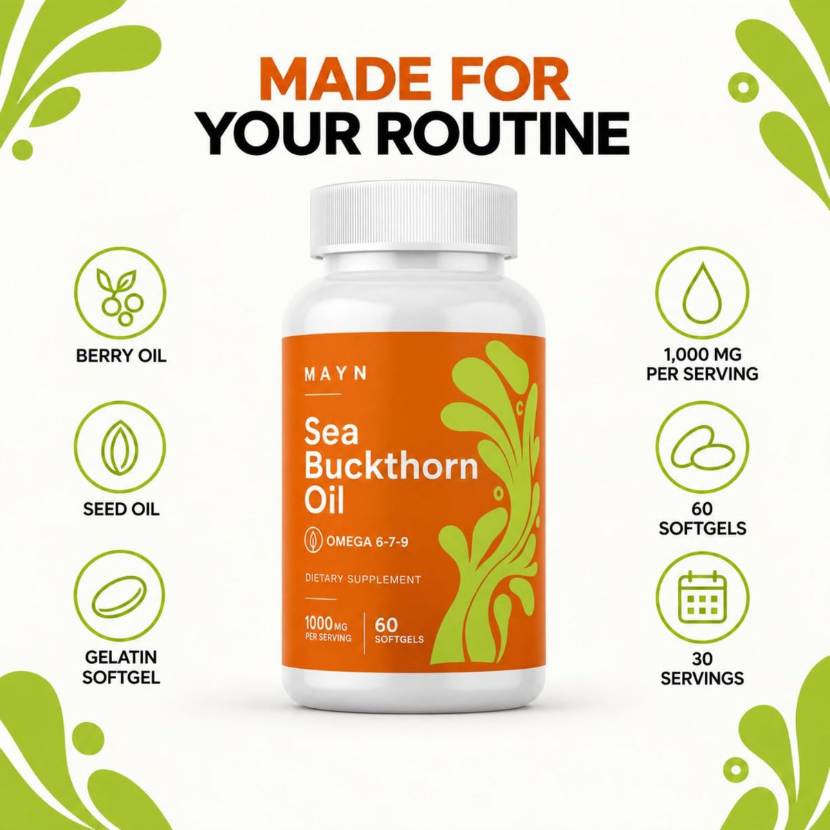 MAYN Sea Buckthorn Oil – 60 Softgels – image 6