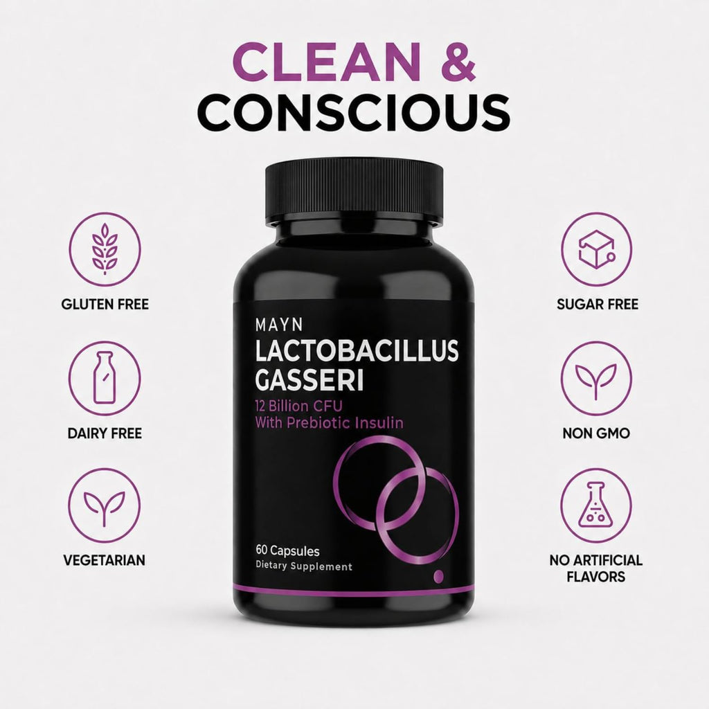 MAYN Lactobacillus Gasseri 12 Billion CFU with Prebiotic Inulin – 60 Capsules – image 6