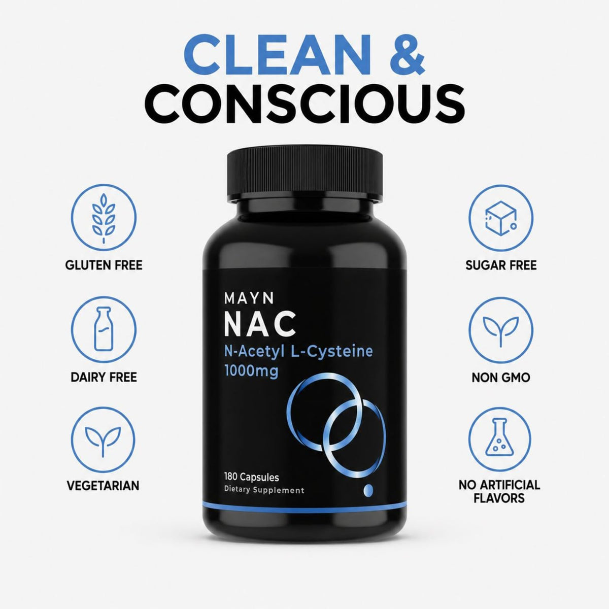 MAYN NAC (N-Acetyl-Cysteine) 1000mg – 180 Capsules – image 6