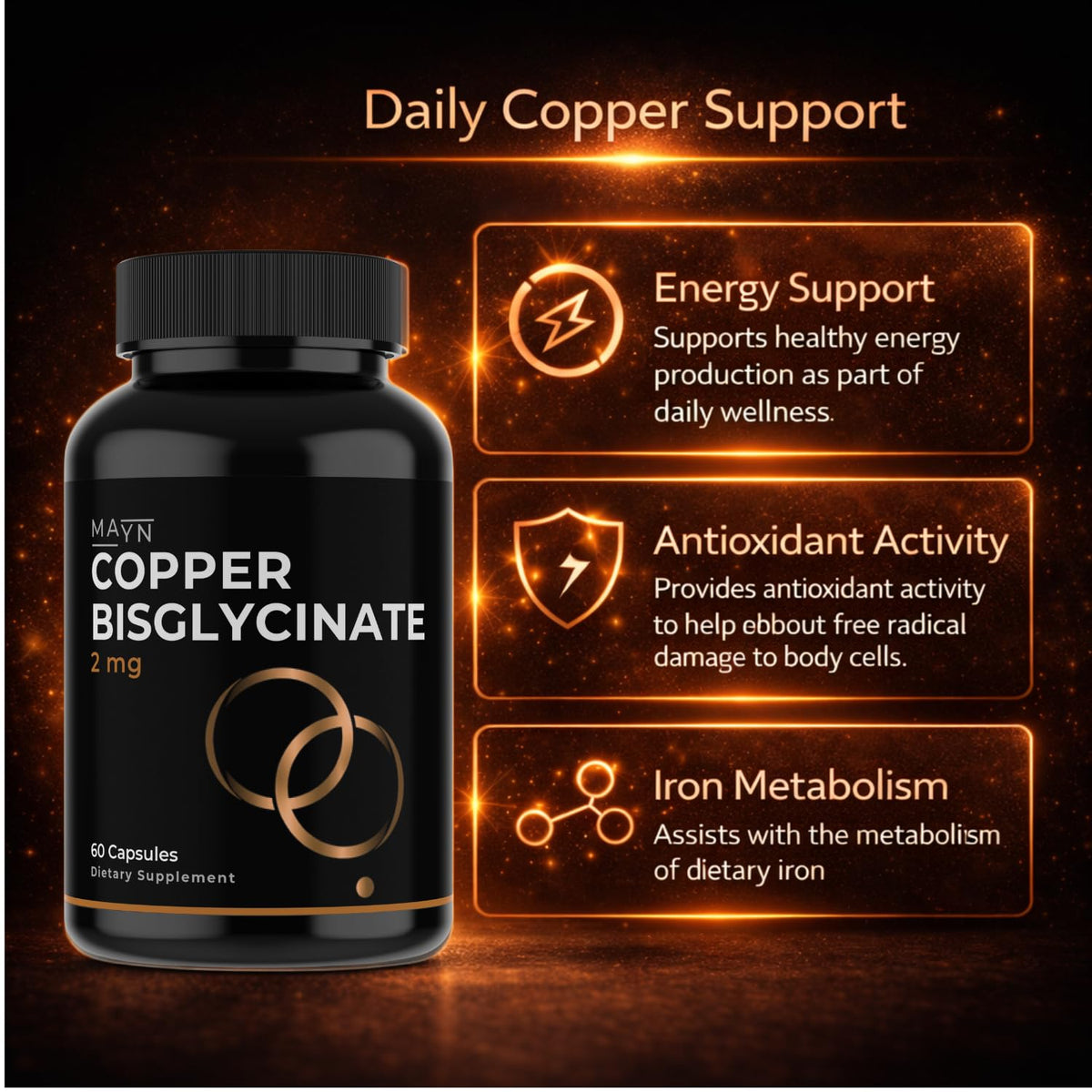 MAYN Copper Bisglycinate 2mg – 60 Capsules – image 5