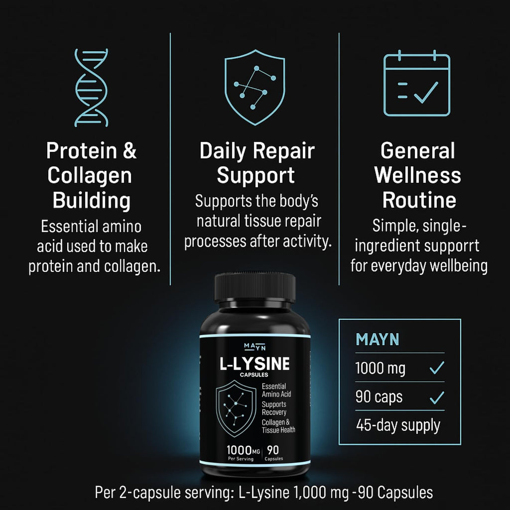 MAYN L-Lysine 1000mg – 90 Capsules – image 4
