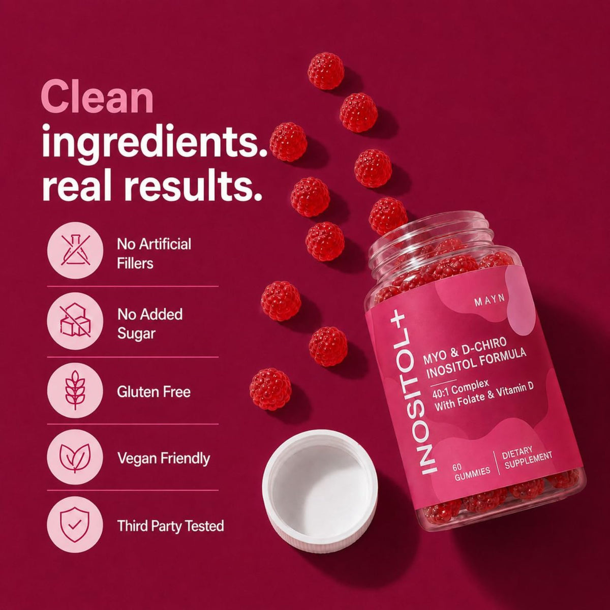 MAYN Myo-Inositol + D-Chiro Inositol 40:1 Gummies – 60 Gummies – image 6