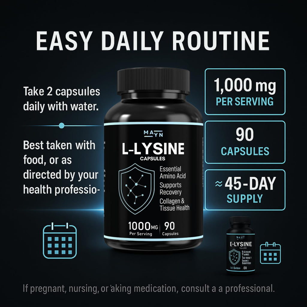 MAYN L-Lysine 1000mg – 90 Capsules – image 6