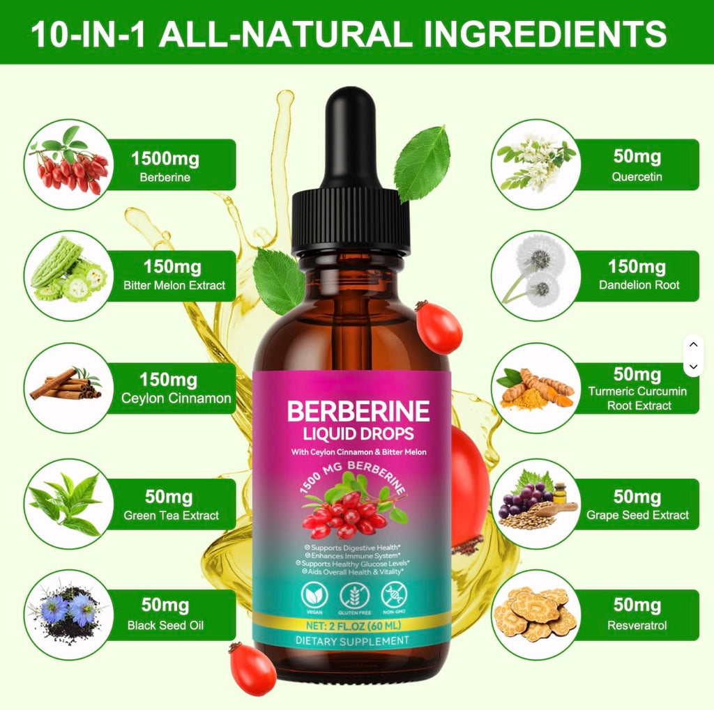 MAYN Berberine Liquid Drops 1500mg – 60mL – image 3